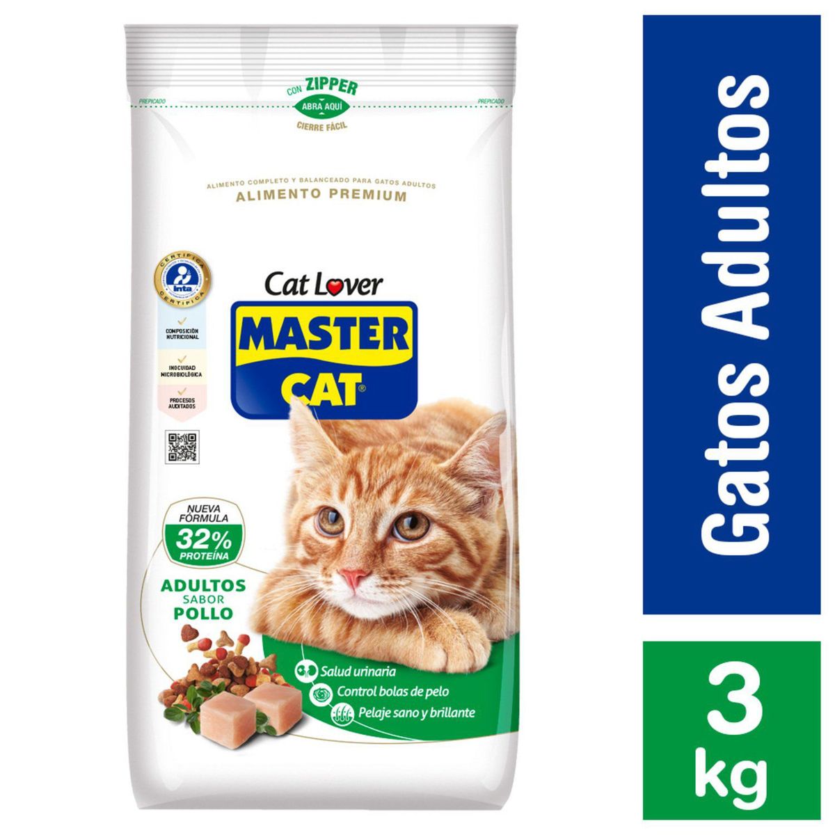 MASTER CAT - Alimento Seco para Gato Sabor Pollo 3 Kg