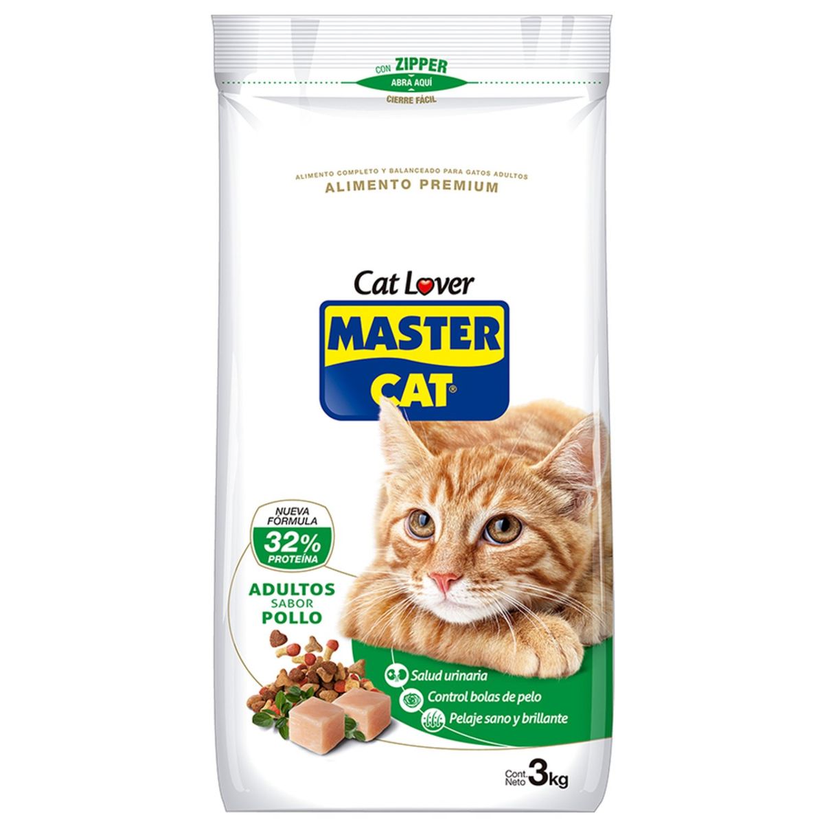 MASTER CAT - Alimento Seco para Gato Sabor Pollo 3 Kg