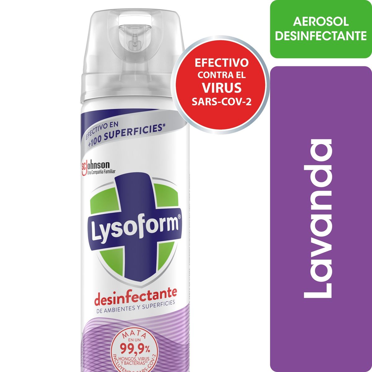 LYSOFORM - Desinfectante Aerosol de Ambientes y Elimina Olores Lysoform Lavanda 360 ml