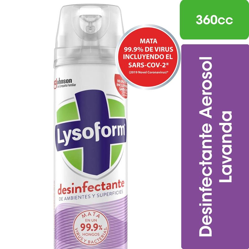 LYSOFORM - Desinfectante Aerosol de Ambientes y Elimina Olores Lysoform Lavanda 360 ml
