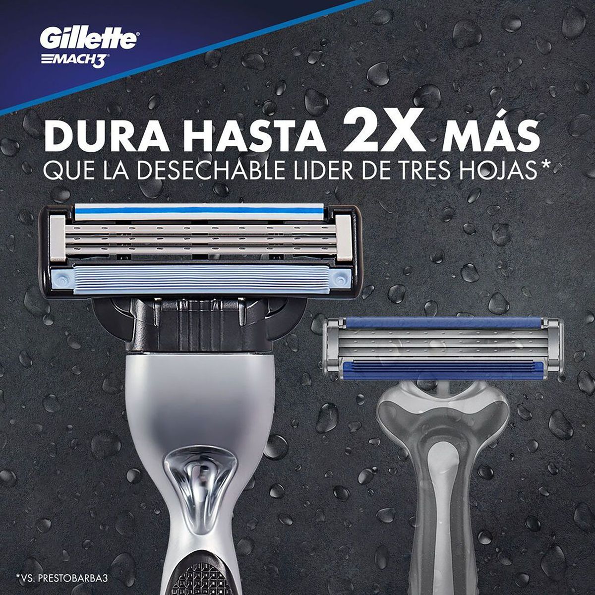 GILLETTE - Máquina Para Afeitar Recargable + 1 Repuesto Para Afeitar Mach3