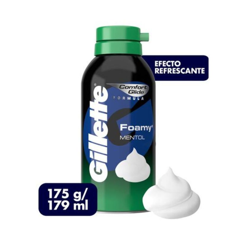 GILLETTE - Espuma de Afeitar Foamy Mentol Refrescante Gillette 179 ml