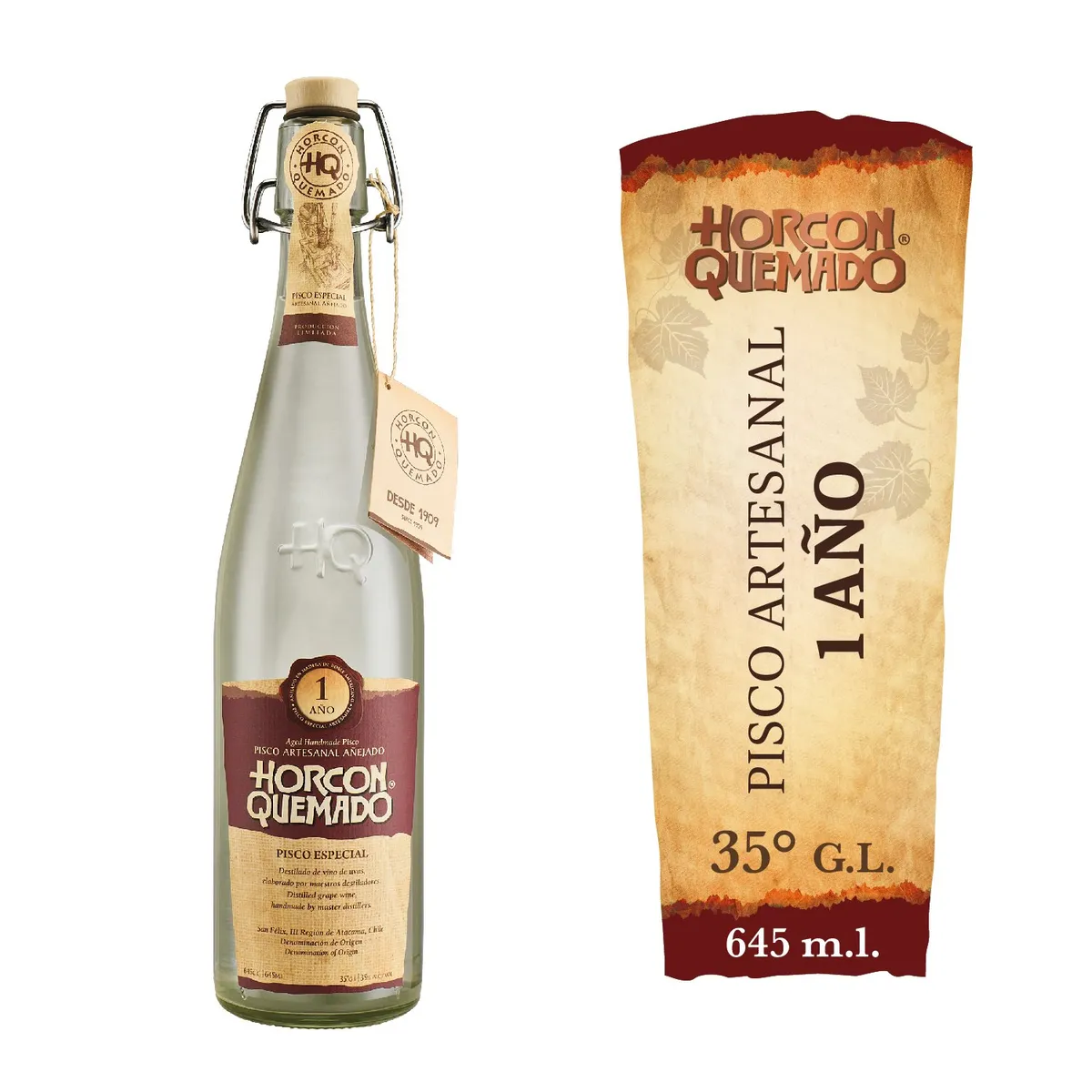 HORCON QUEMADO - Pisco Horcon Quemado 35° 645 cc