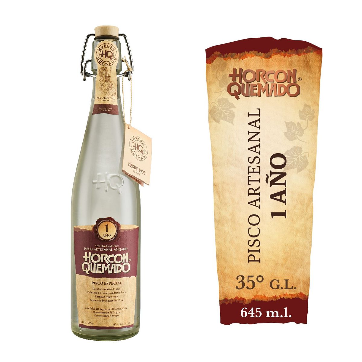 HORCON QUEMADO - Pisco Horcon Quemado 35° 645 cc