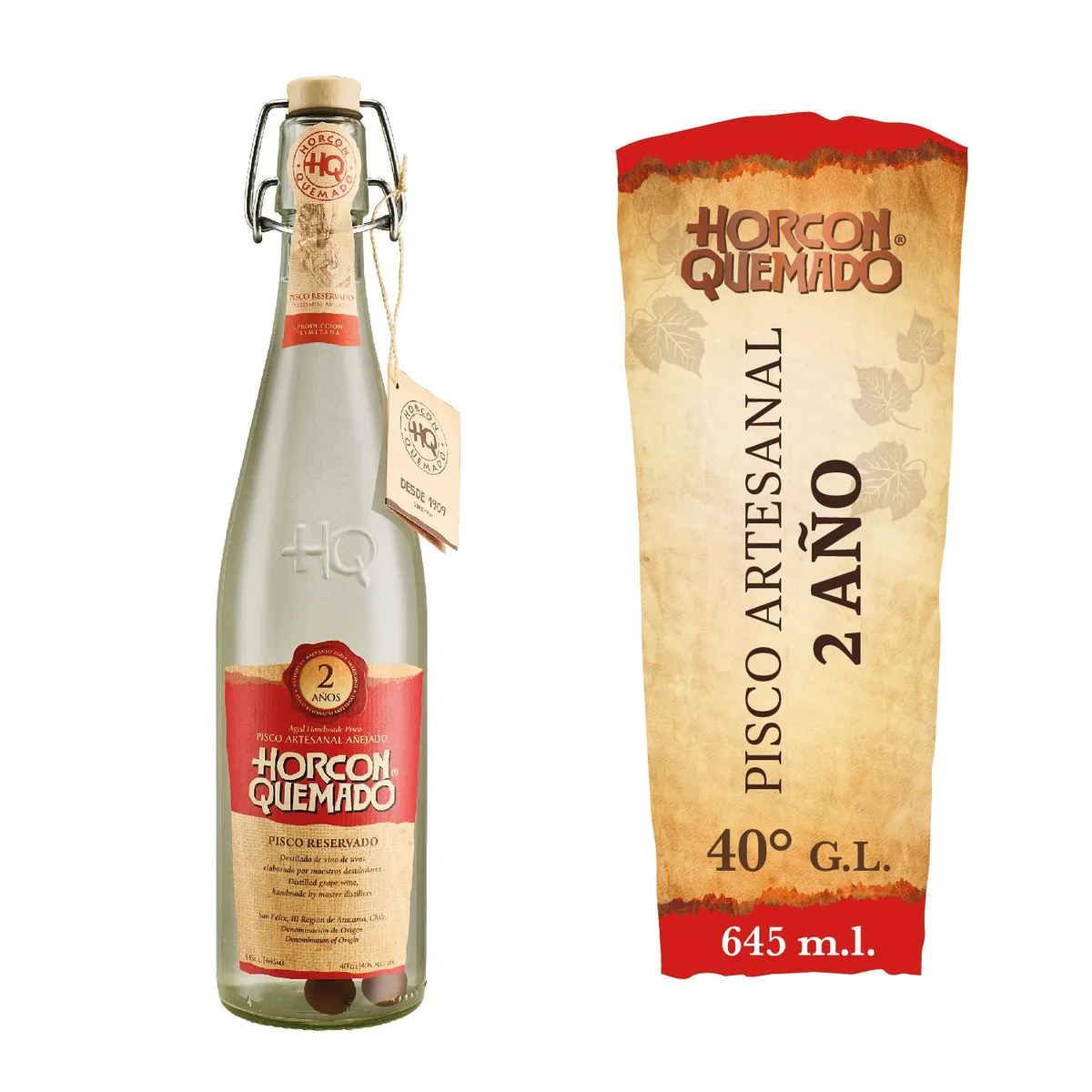 HORCON QUEMADO - Pisco Horcon Quemado 40º Gl