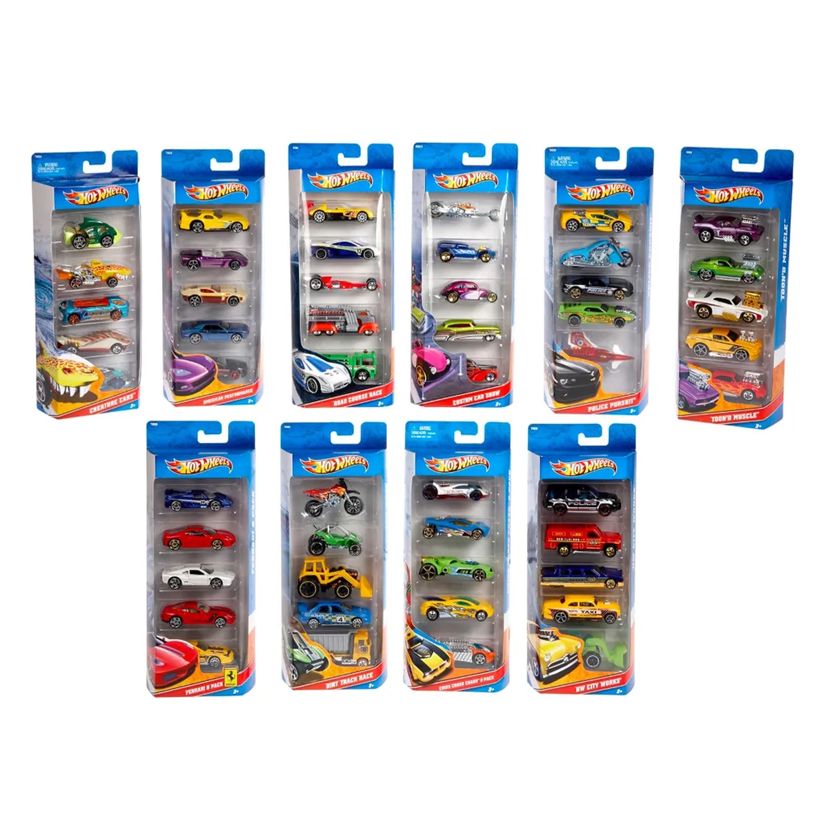 HOT WHEELS - Paquete de 5 Autos 1:64