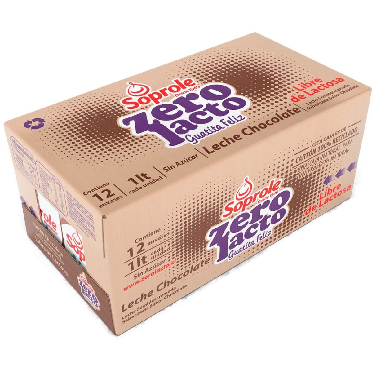 SOPROLE - Pack Leche Semidescremada Zerolacto Sabor Chocolate