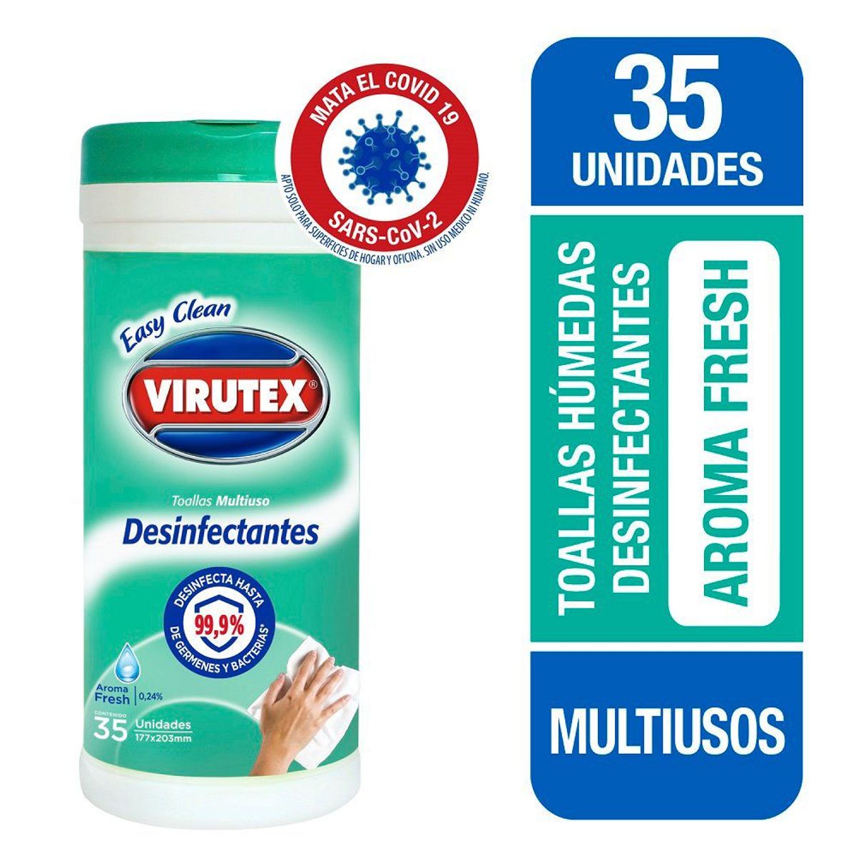 VIRUTEX - Toalla Humeda Desinfectante Baño Easy Clean