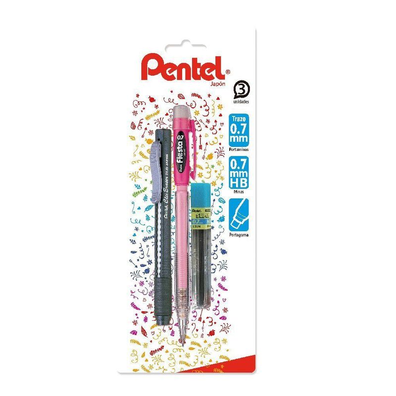 PENTEL - Portaminas Fiesta 07 más minas y portagoma