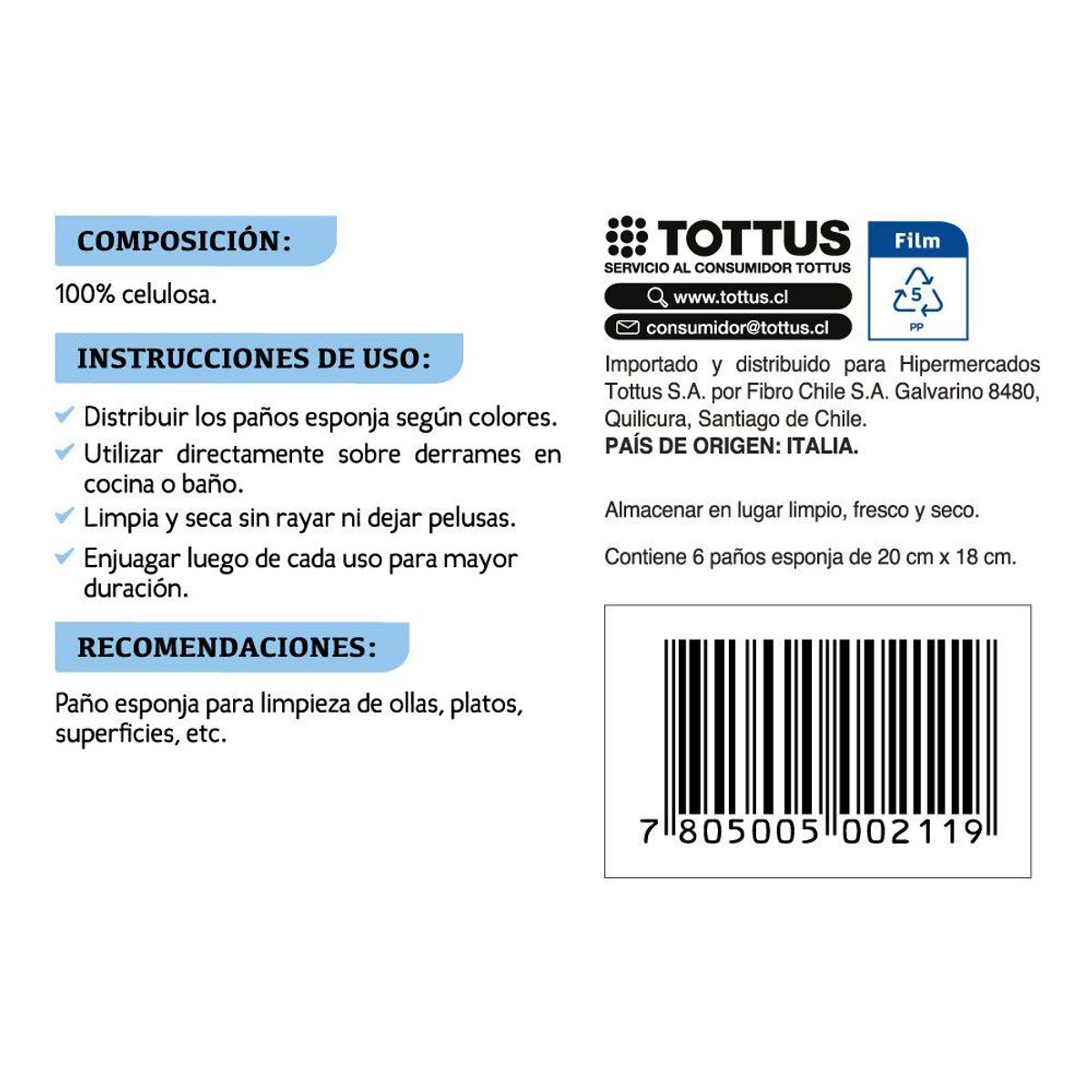 TOTTUS - Paño Esponja