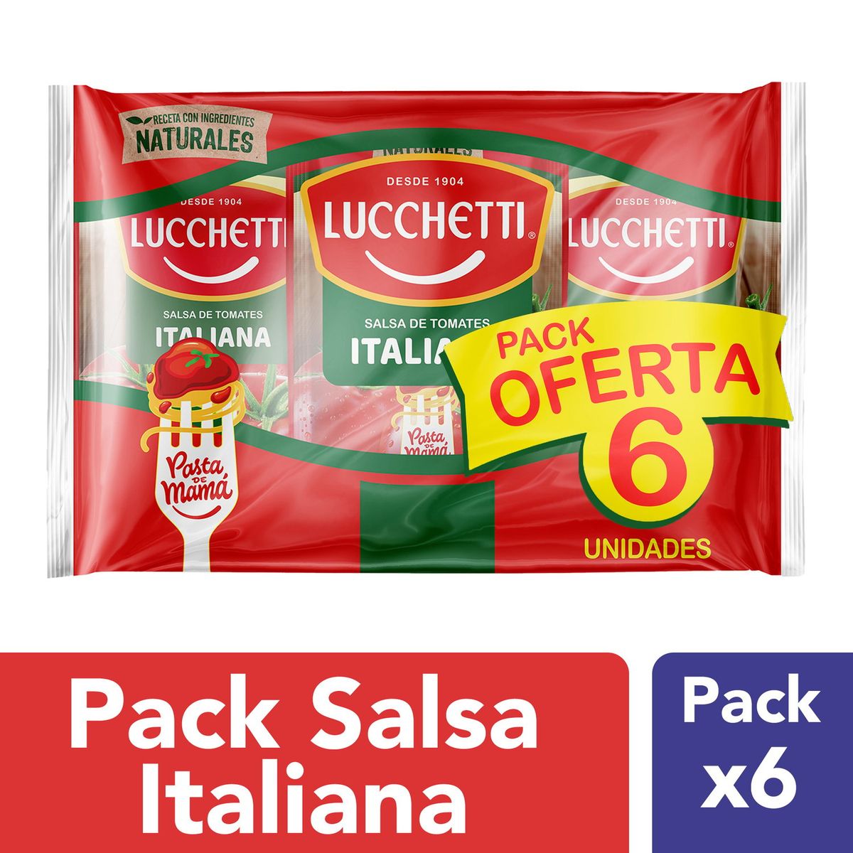 LUCCHETTI - Pack Salsa de Tomate Italiana Lucchetti 6 x 200 g