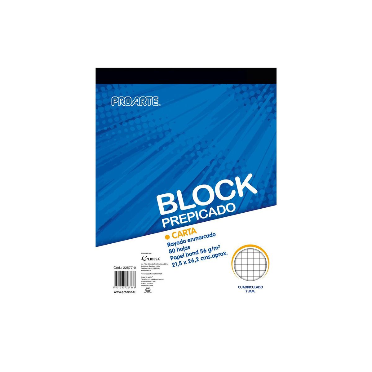PROARTE - BLOCK PREPICADO PROARTE CARTA 80HJ 7MM