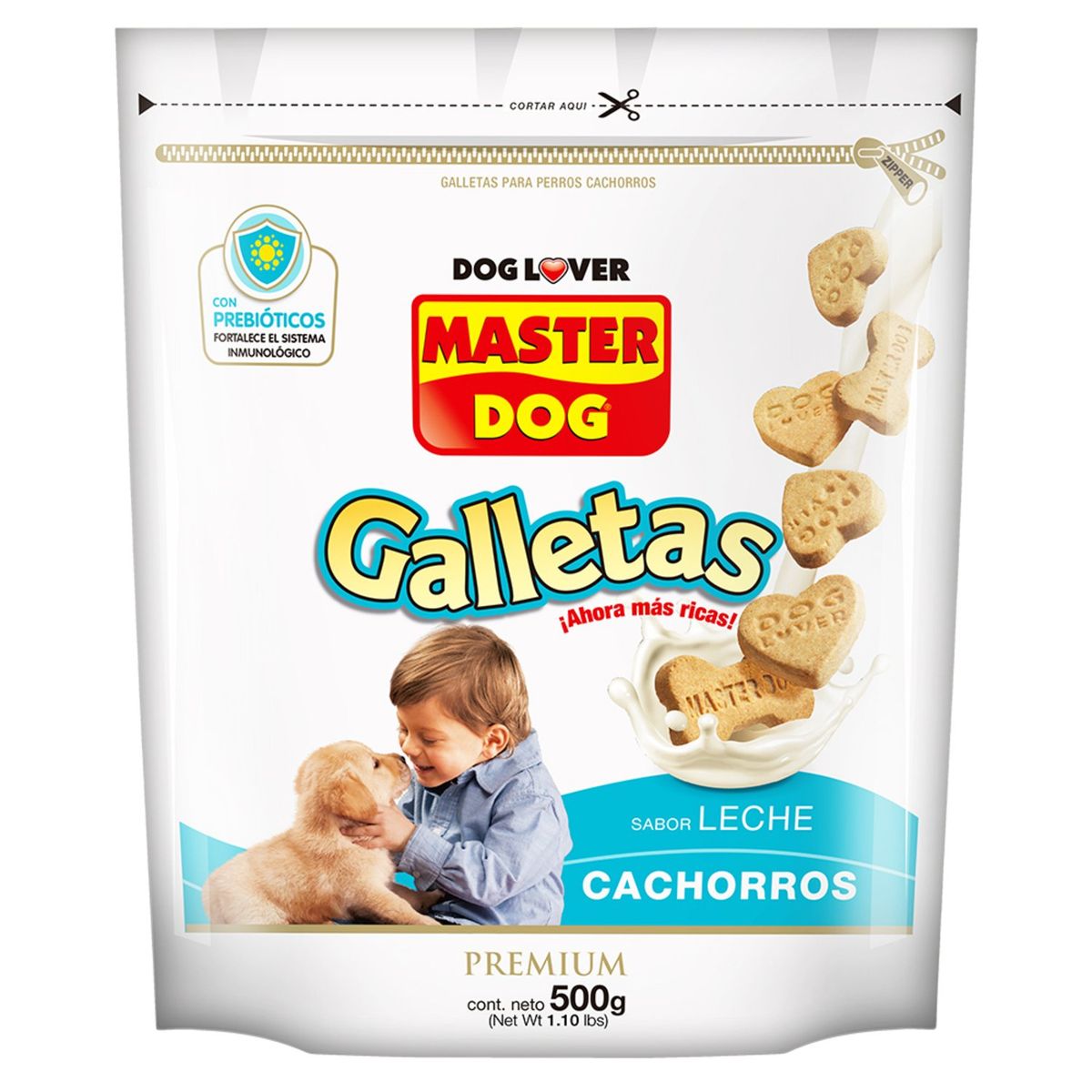 MASTER DOG - Galletas para Perro Cachorro Sabor Carne y Leche 500 g