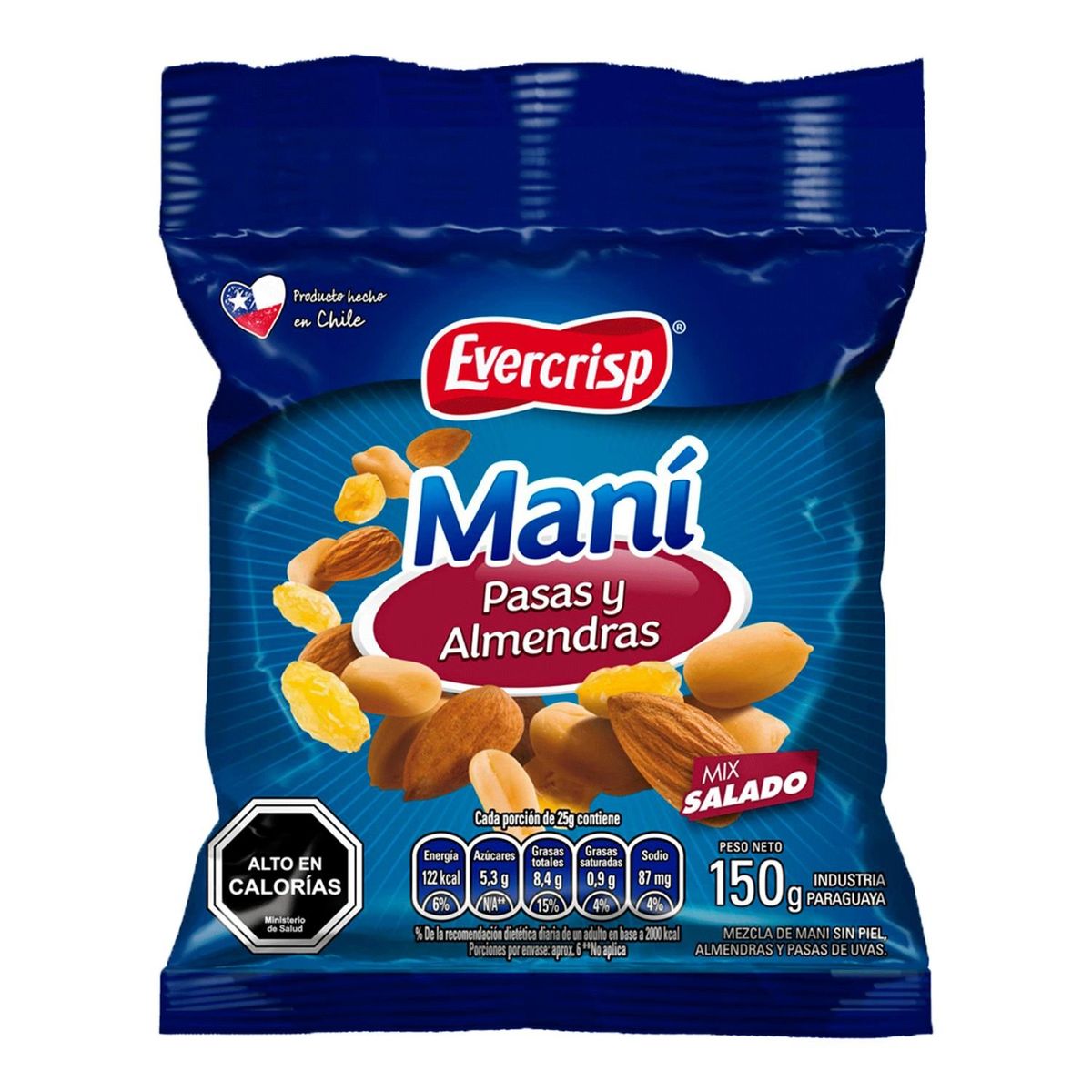 EVERCRISP - Mix Maní, Pasas y Almendras Evercrips 150 g