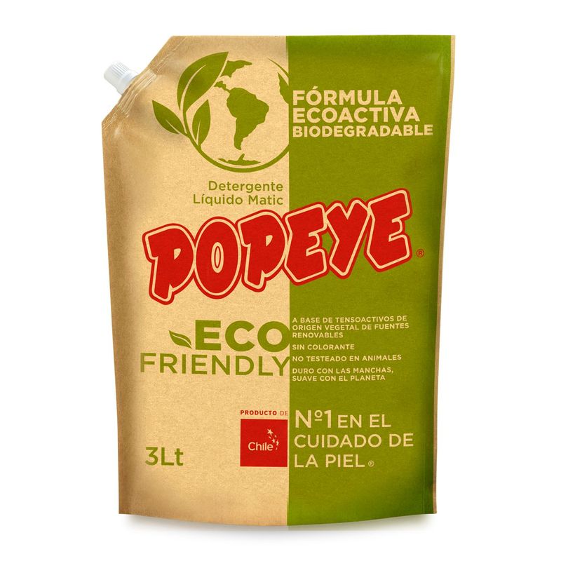 POPEYE - Detergente Líquido Ecofriendly Popeye Doypack 3 L