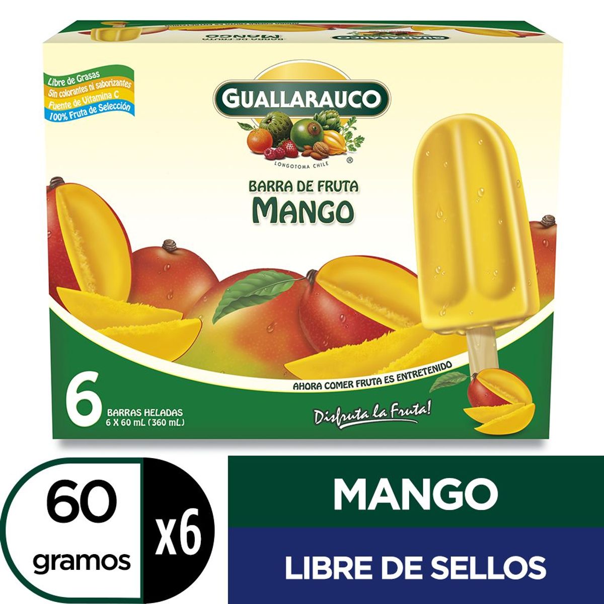 GUALLARAUCO - BARRA DE FRUTA MANGO 6 UN.