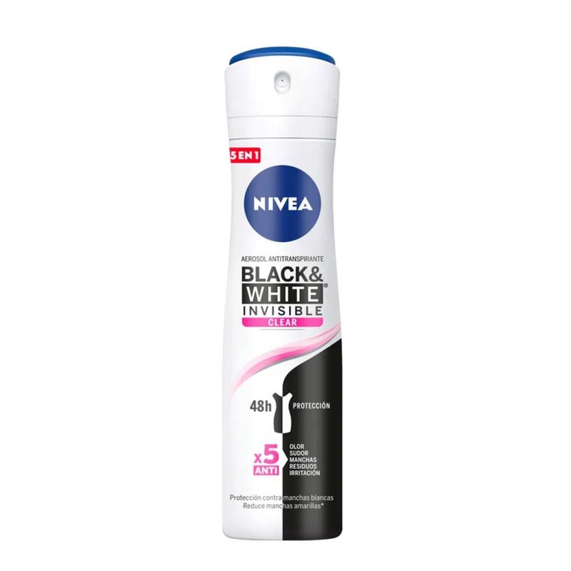 NIVEA - Desodorante Nivea Spray Black & White Invisible Clear Hombre  150 ml