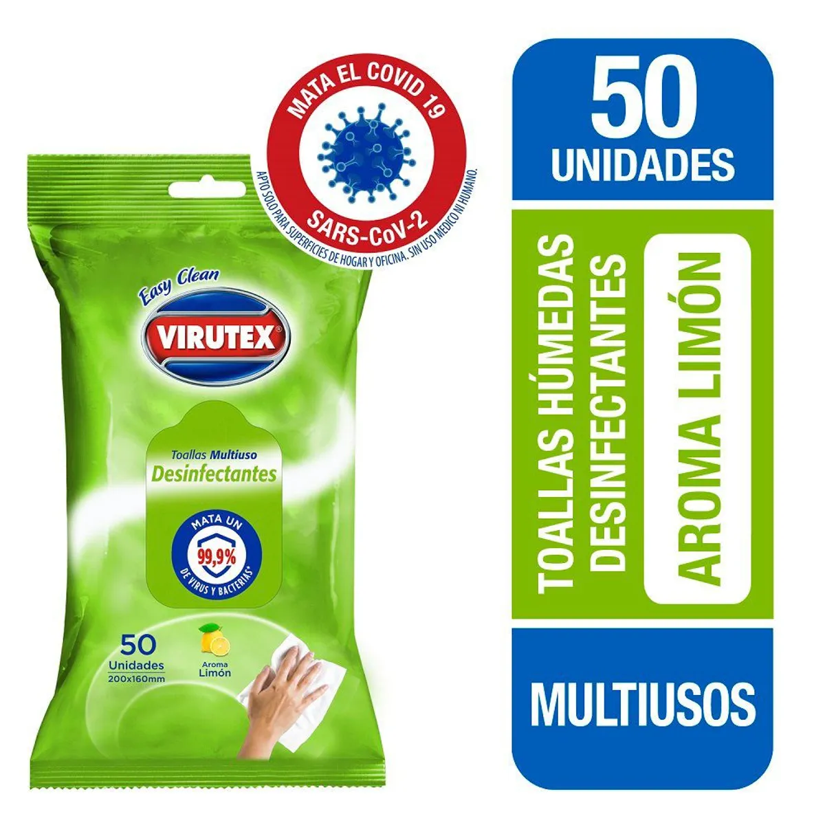VIRUTEX - Toallas Desinfectantes Virutex Aroma Limón 50 Un