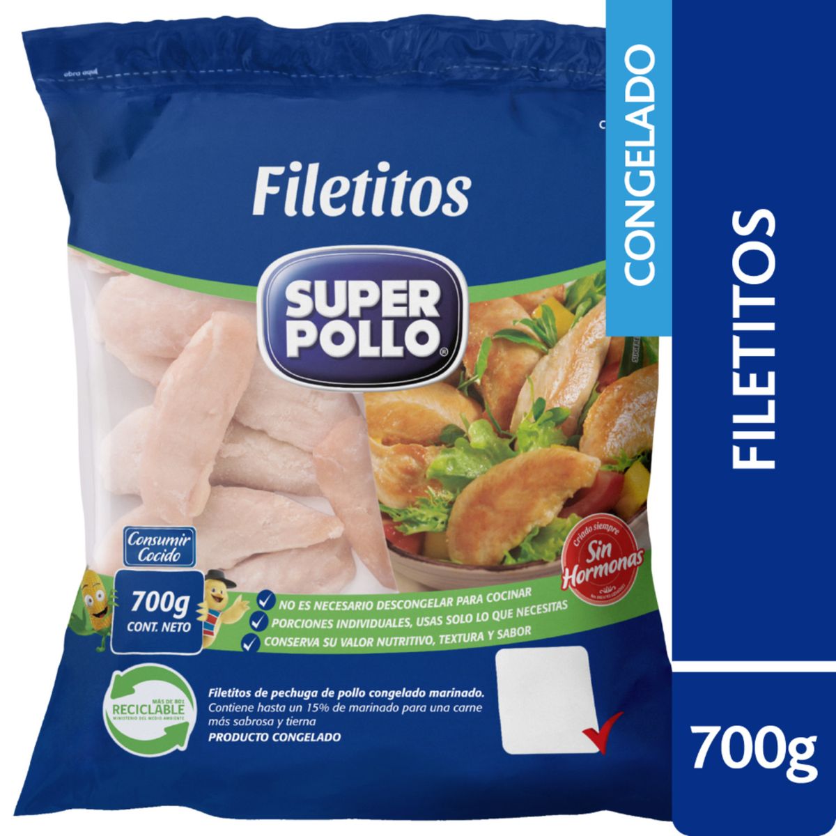 SUPER POLLO - Filetitos de Pechuga de Pollo Congelado Super Pollo 700 g