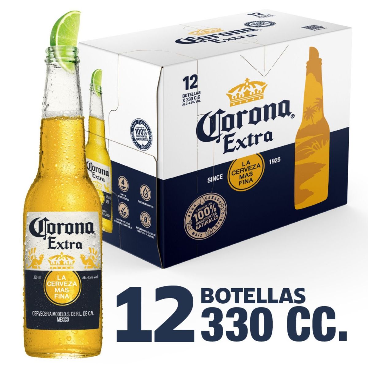 CORONA - Pack Cerveza Corona Lager 4.5° Botella 12 x 330 ml