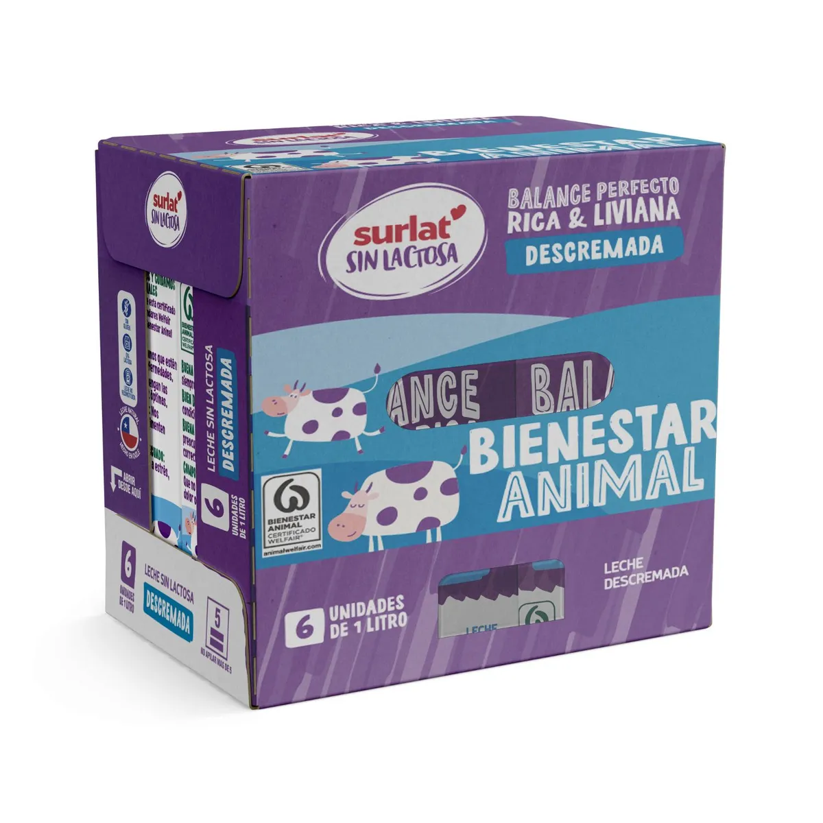 SURLAT - Pack Leche Descremada Sin Lactosa Surlat 6 x 1 lt