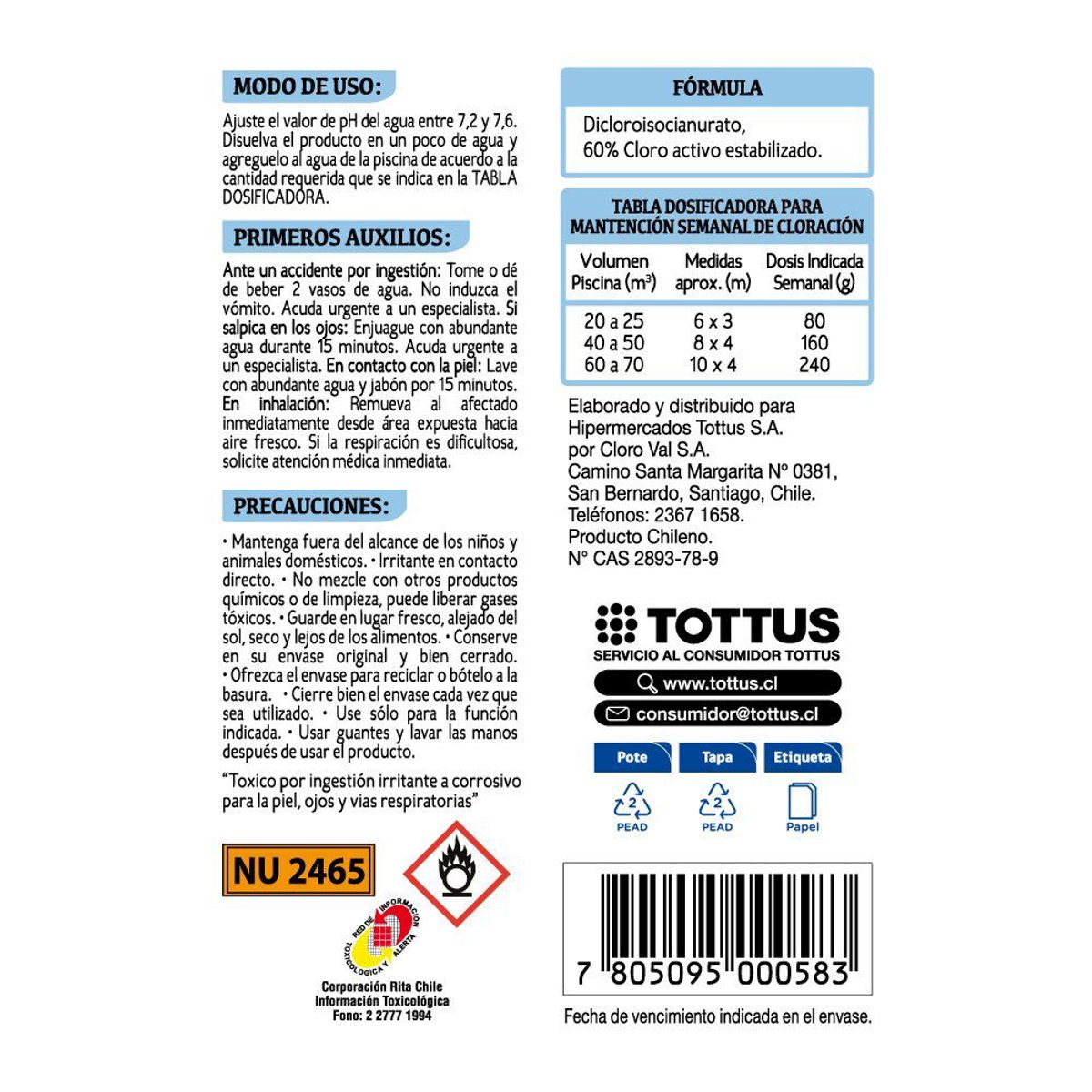 TOTTUS - Cloro Piscina Granulado