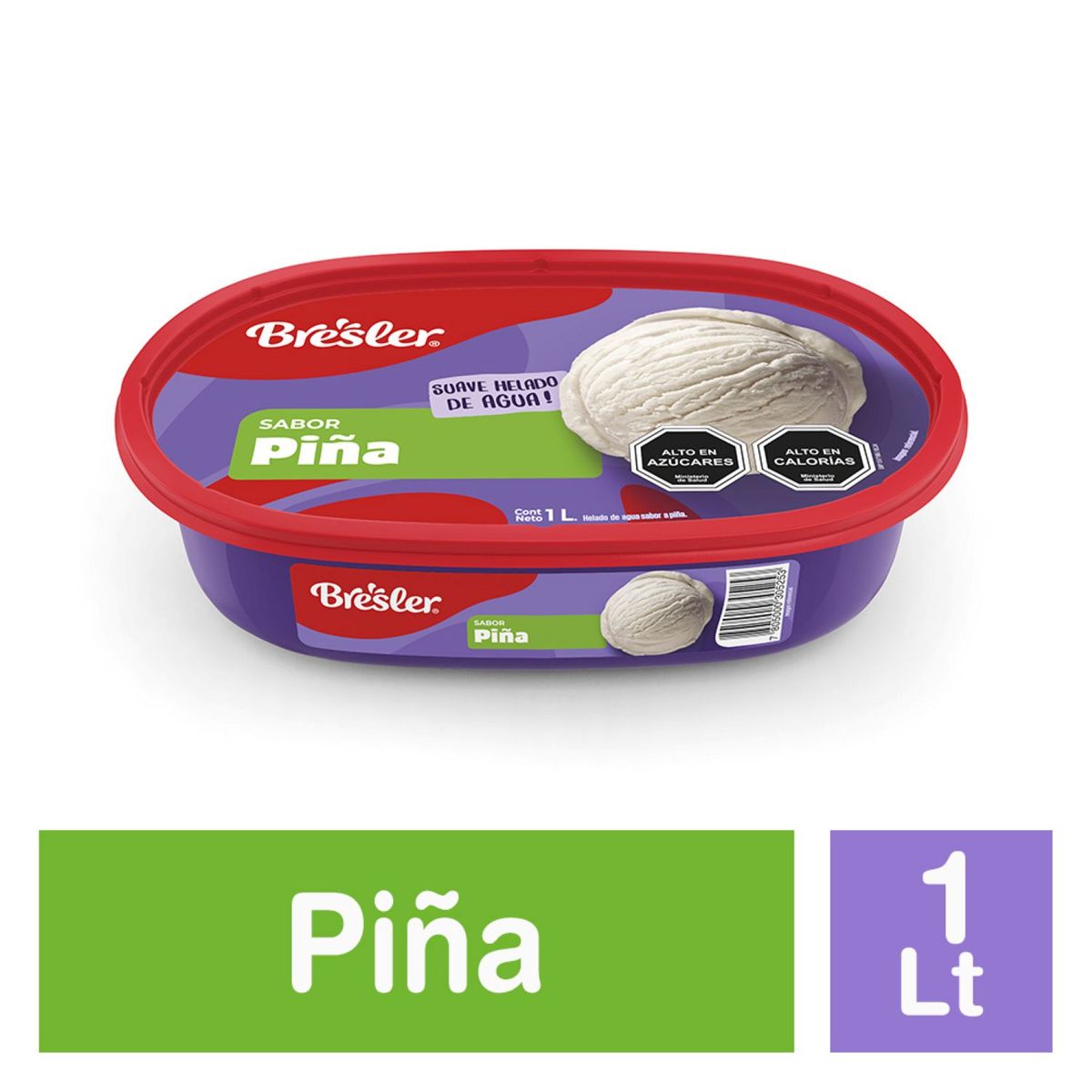 BRESLER - Helado de Agua Sabor Piña Cassata Bresler 1 L