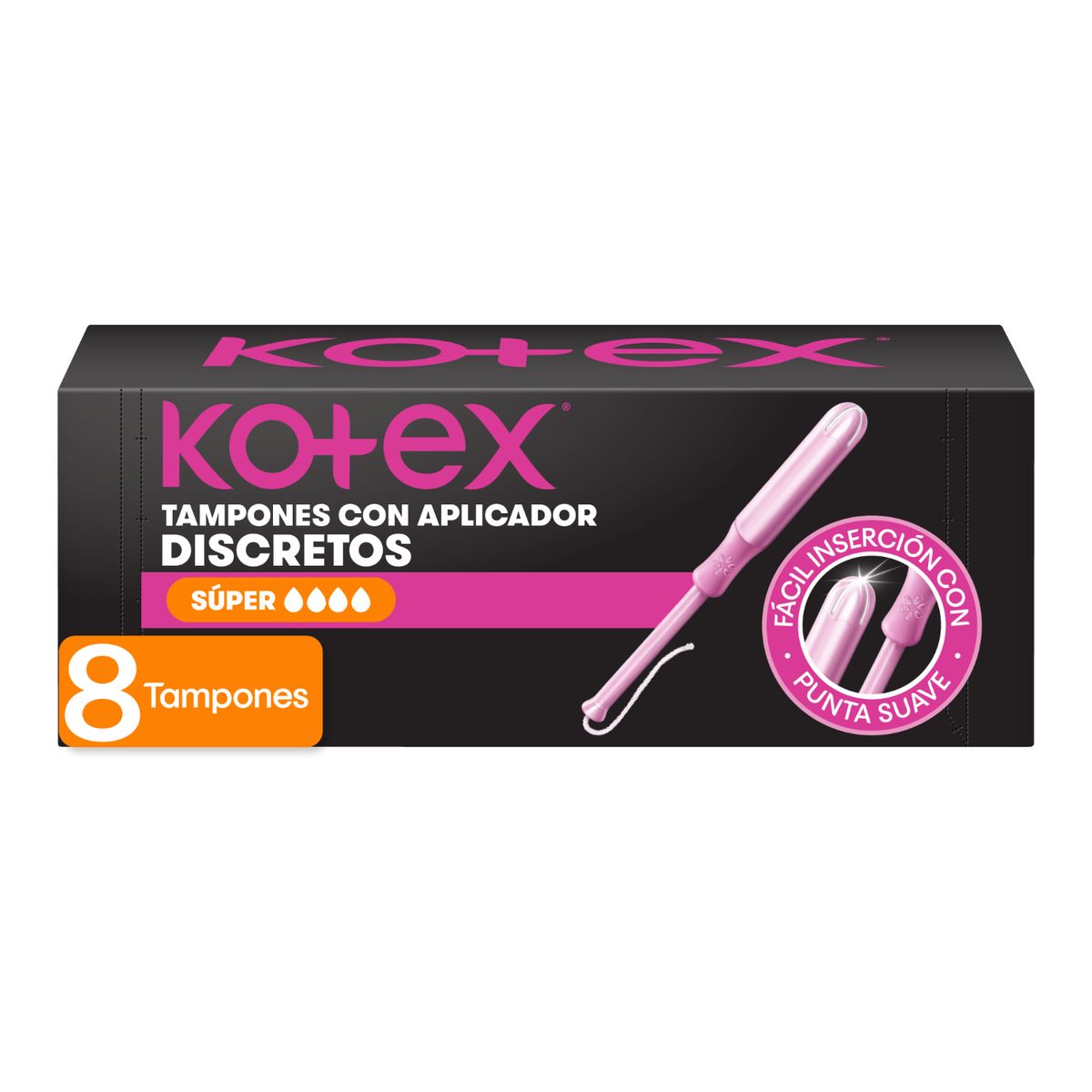 KOTEX - Tampones con Aplicador Kotex Súper 8 Un