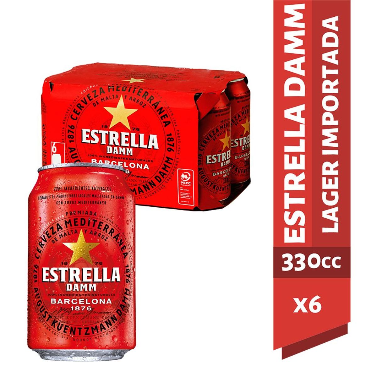 ESTRELLA DAMM - Pack Cerveza Estrella Damm 6x330cc Lata