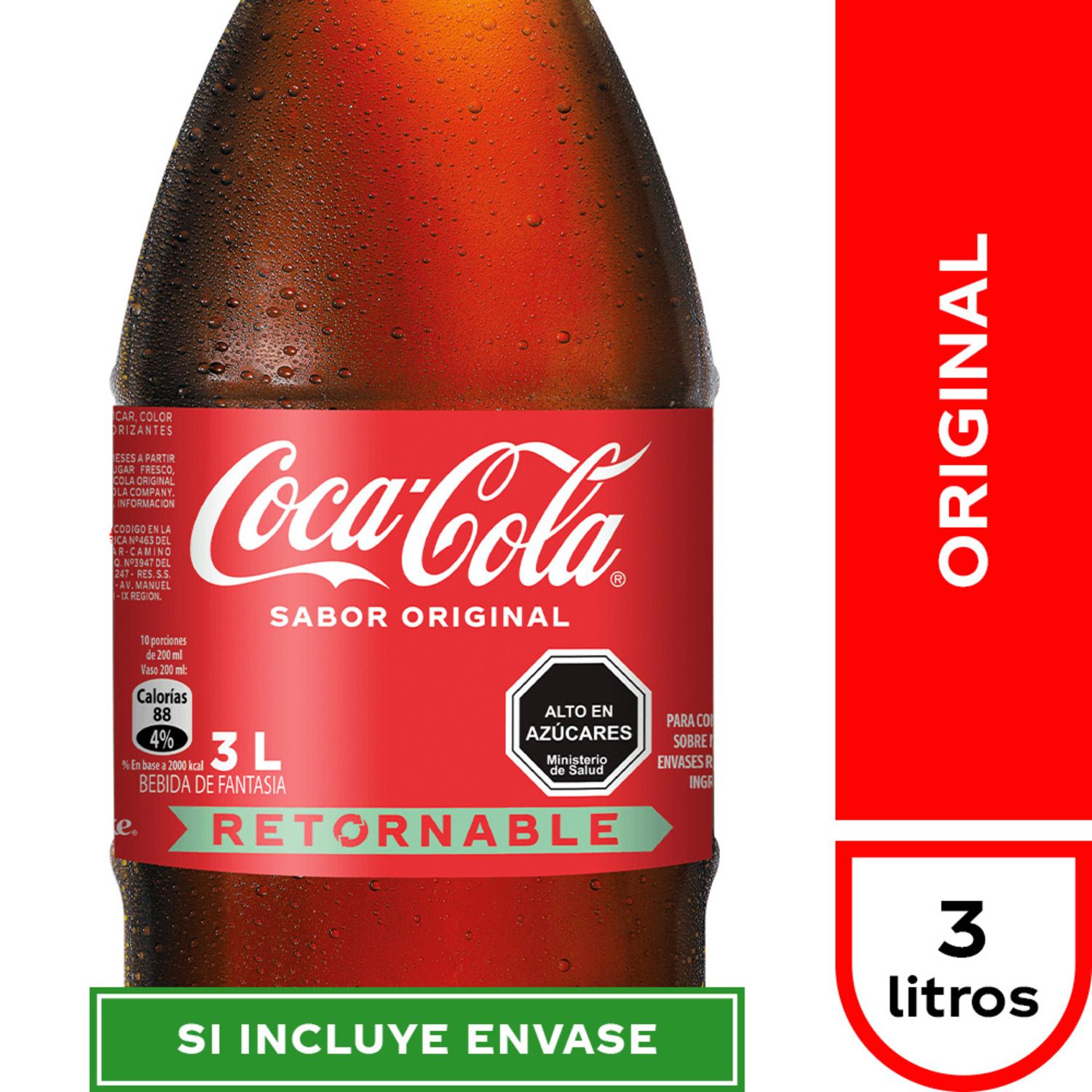 Bebida Coca Cola Original Retornable 3 L | Tottus Chile