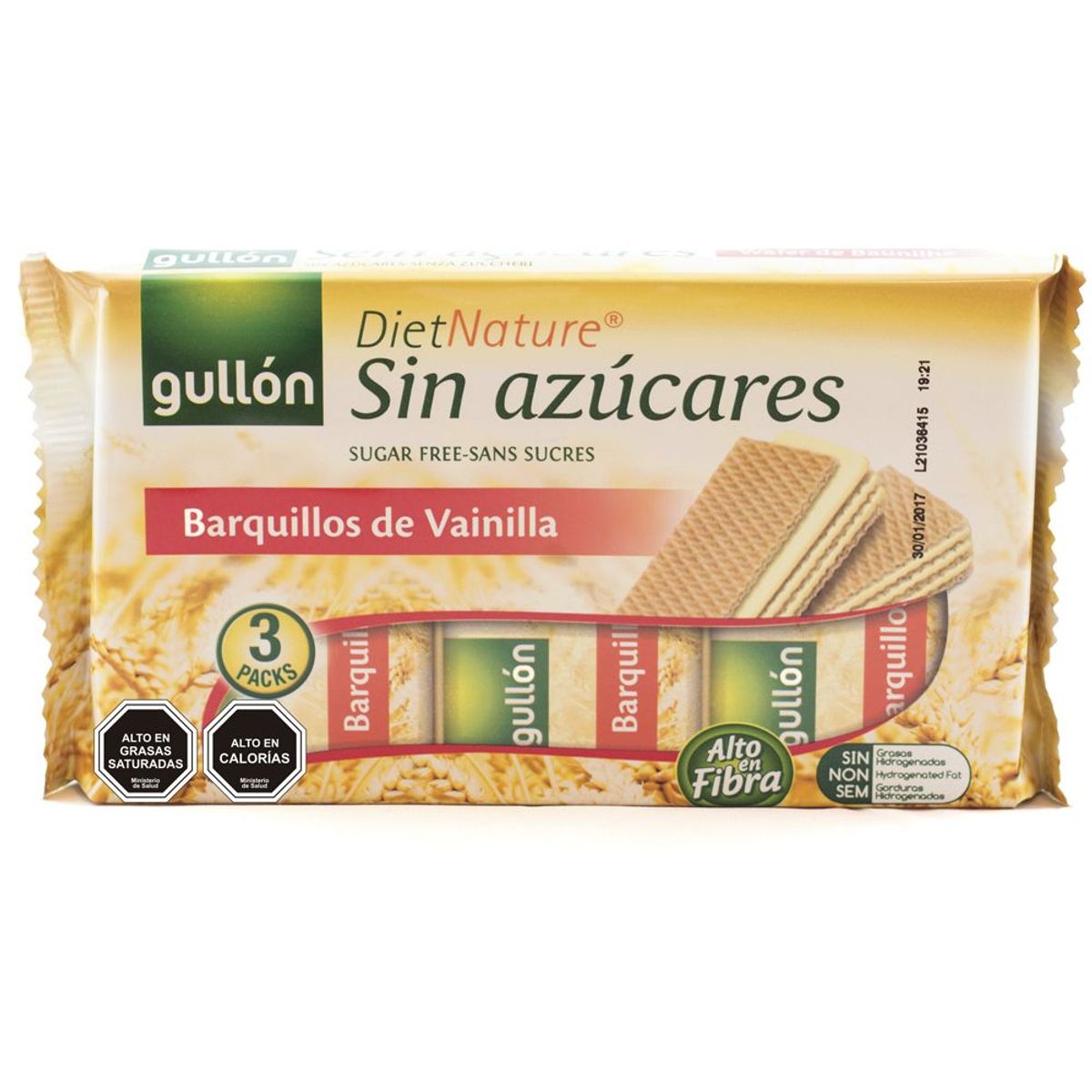 GULLON - Galleta Oblea Sin Azúcar Vainilla