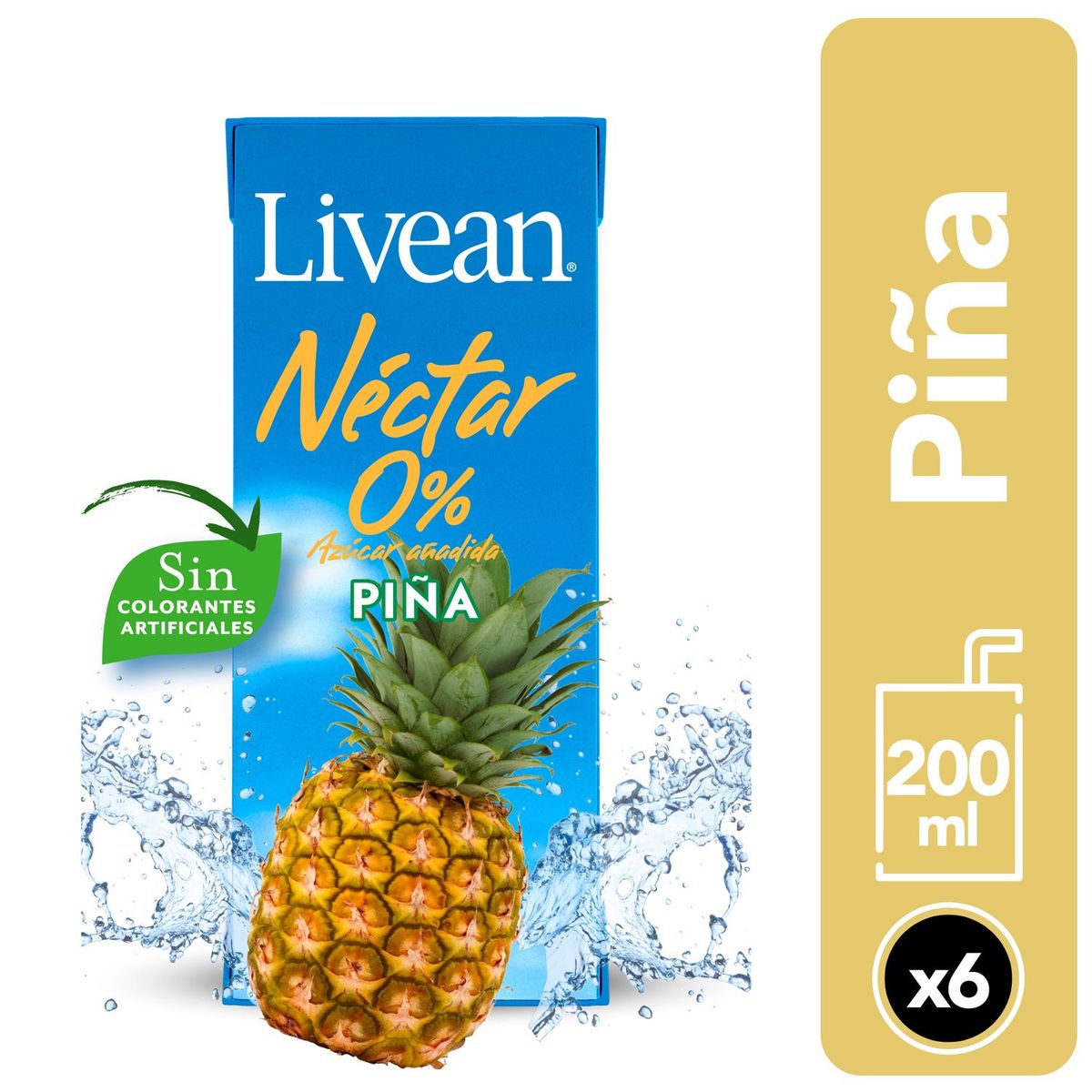 LIVEAN - Pack Néctar de Piña Livean 6 x 200 ml
