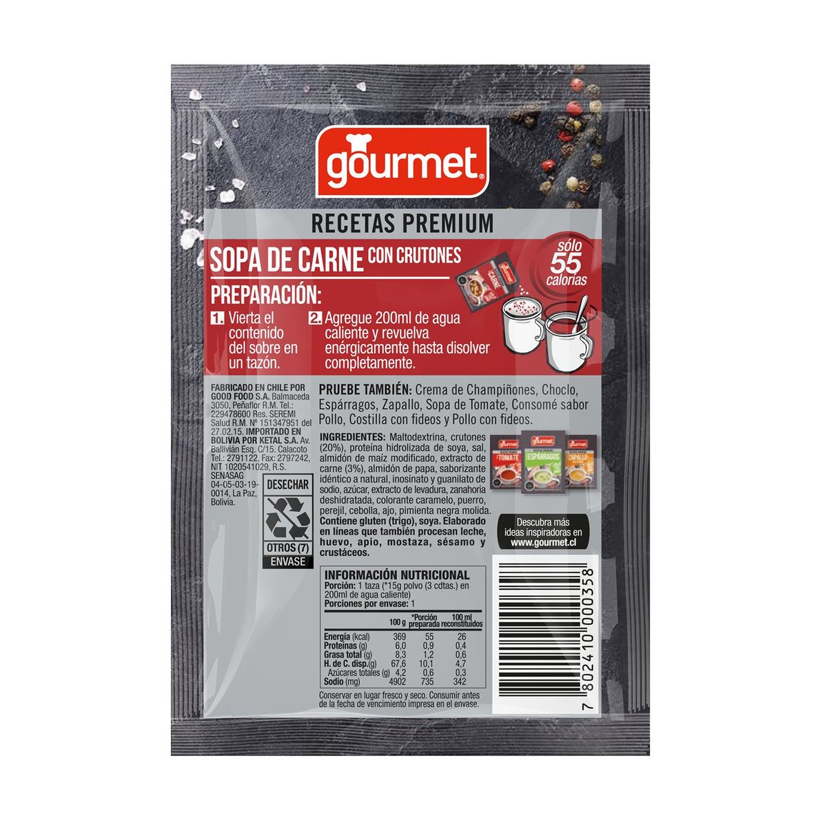 GOURMET - Sopa Carne con Crutones Individual