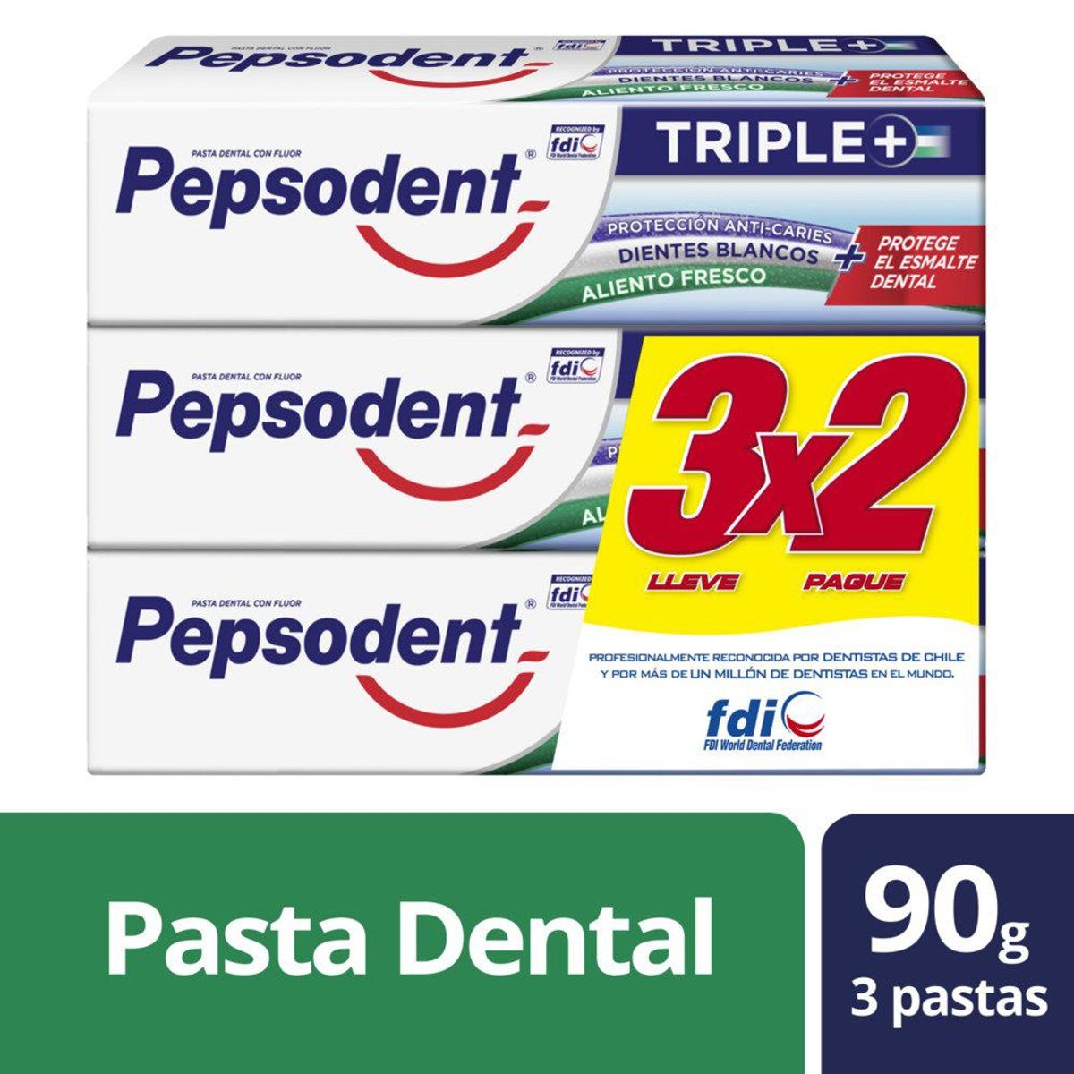 PEPSODENT - Pack Pasta de Dientes Triple Pepsodent 3 x 90 g