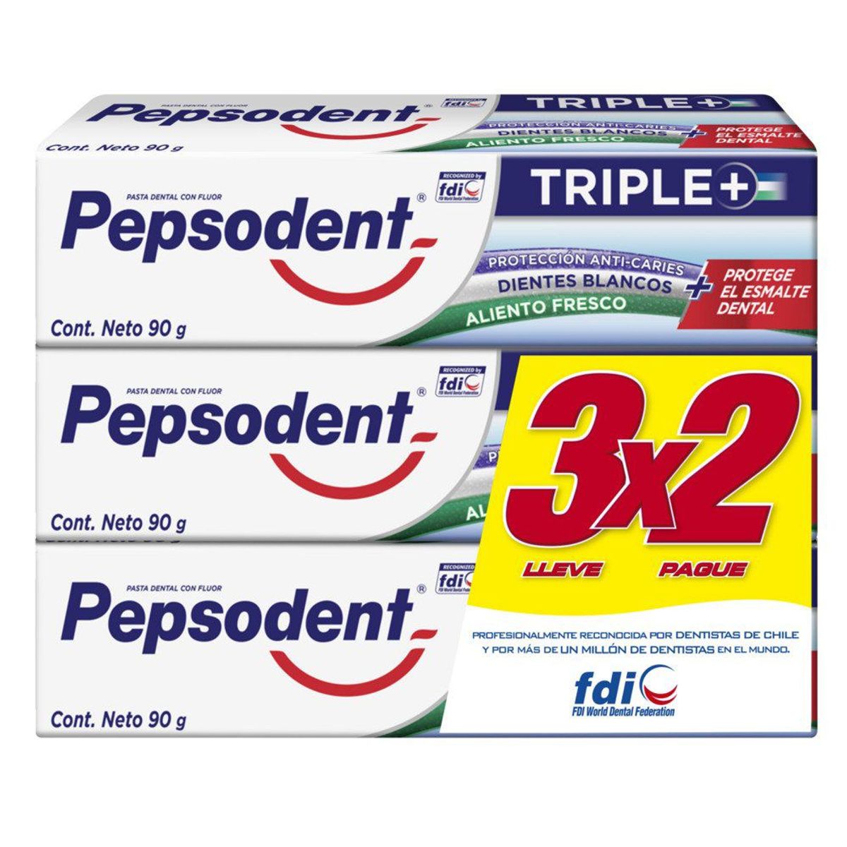 PEPSODENT - Pack Pasta de Dientes Triple Pepsodent 3 x 90 g