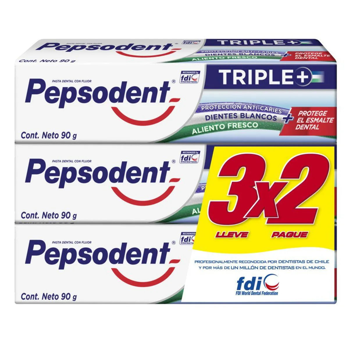 PEPSODENT - Pack Pasta de Dientes Triple Pepsodent 3 x 90 g
