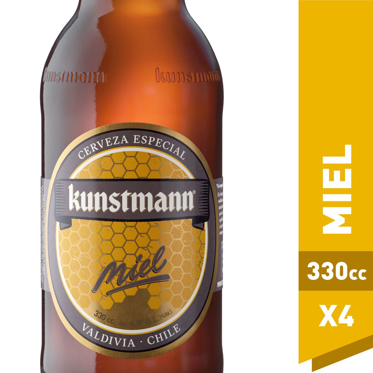 KUNSTMANN - Pack Cerveza Kunstmann Miel 4.8° Botella 4 x 330 cc