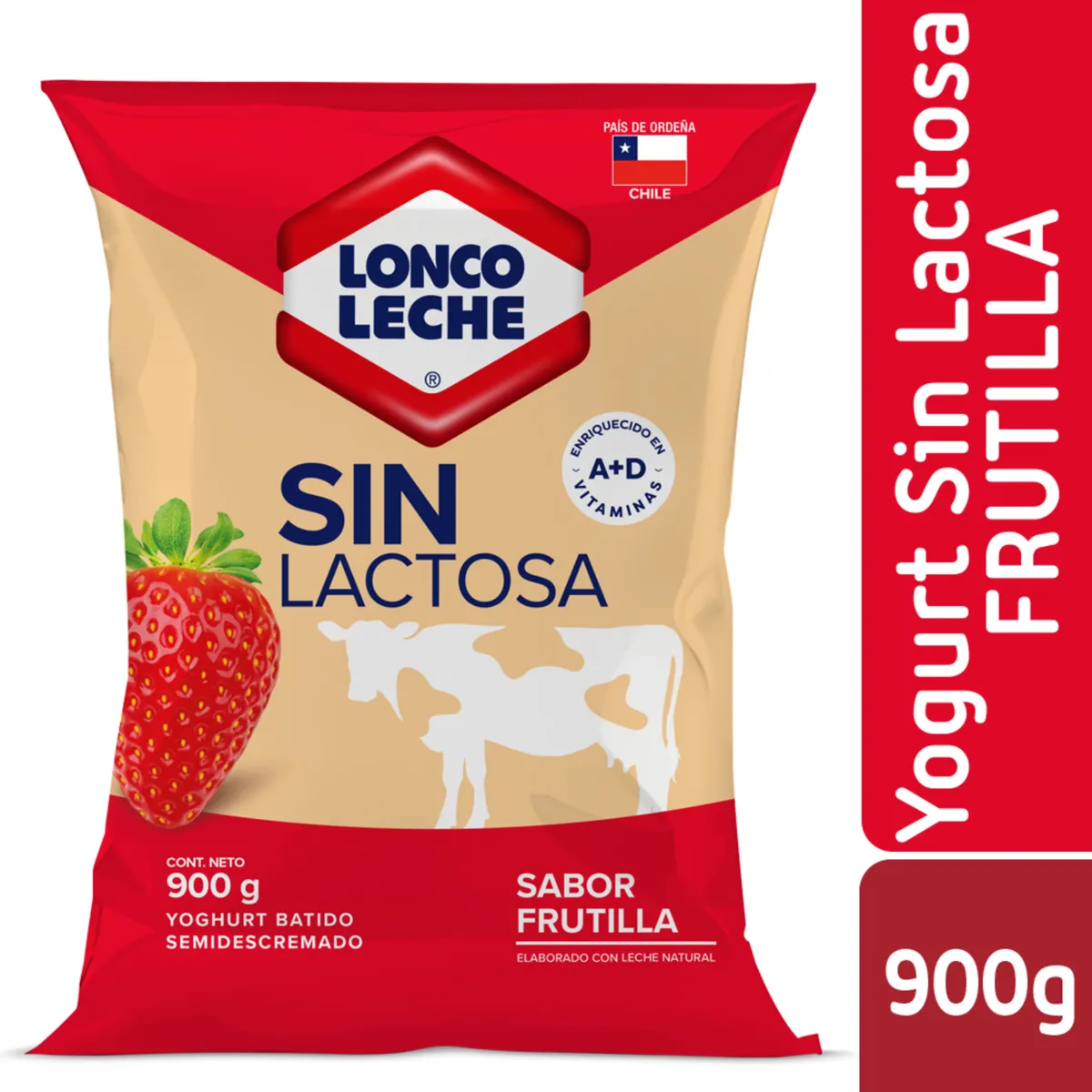 LONCOLECHE - Yogurt Bolsa sin Lactosa Frutilla