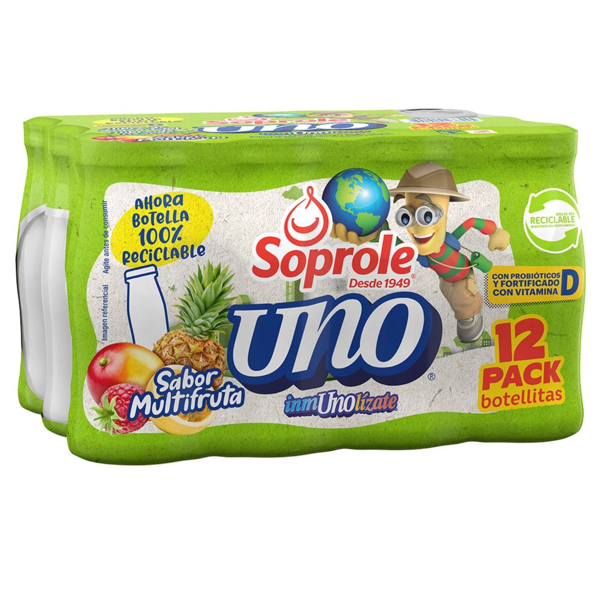 SOPROLE - Pack Probióticos Uno Defensas Sabor Multifruta Soprole 12 X 80 ML
