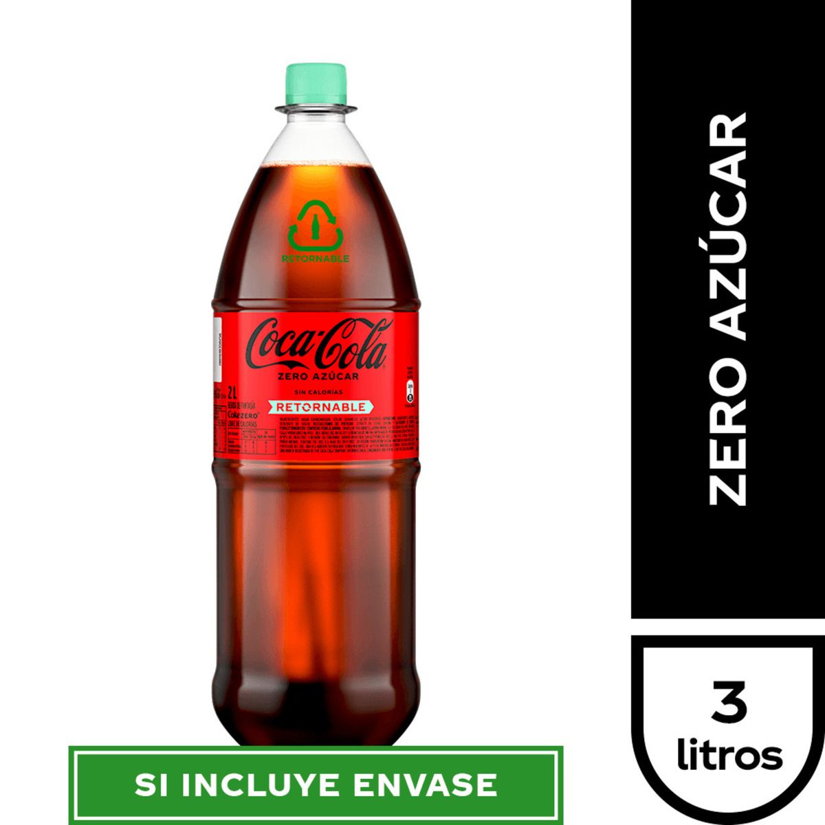 COCA COLA - Bebida Coca Cola Zero Azúcar Retornable 3 L