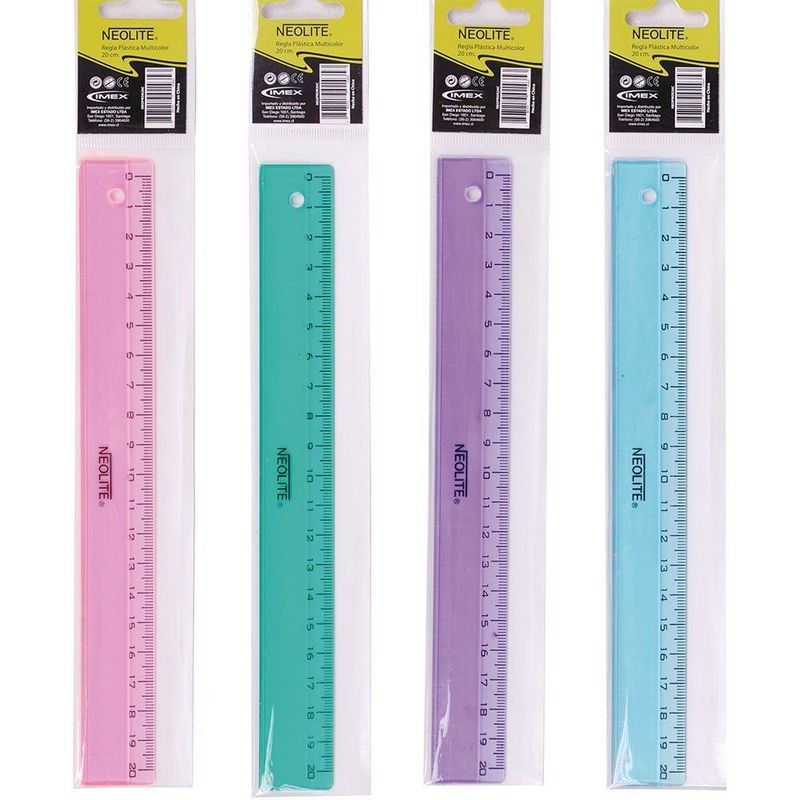 NEOLITE - Regla Multicolor Plástico 20 cm