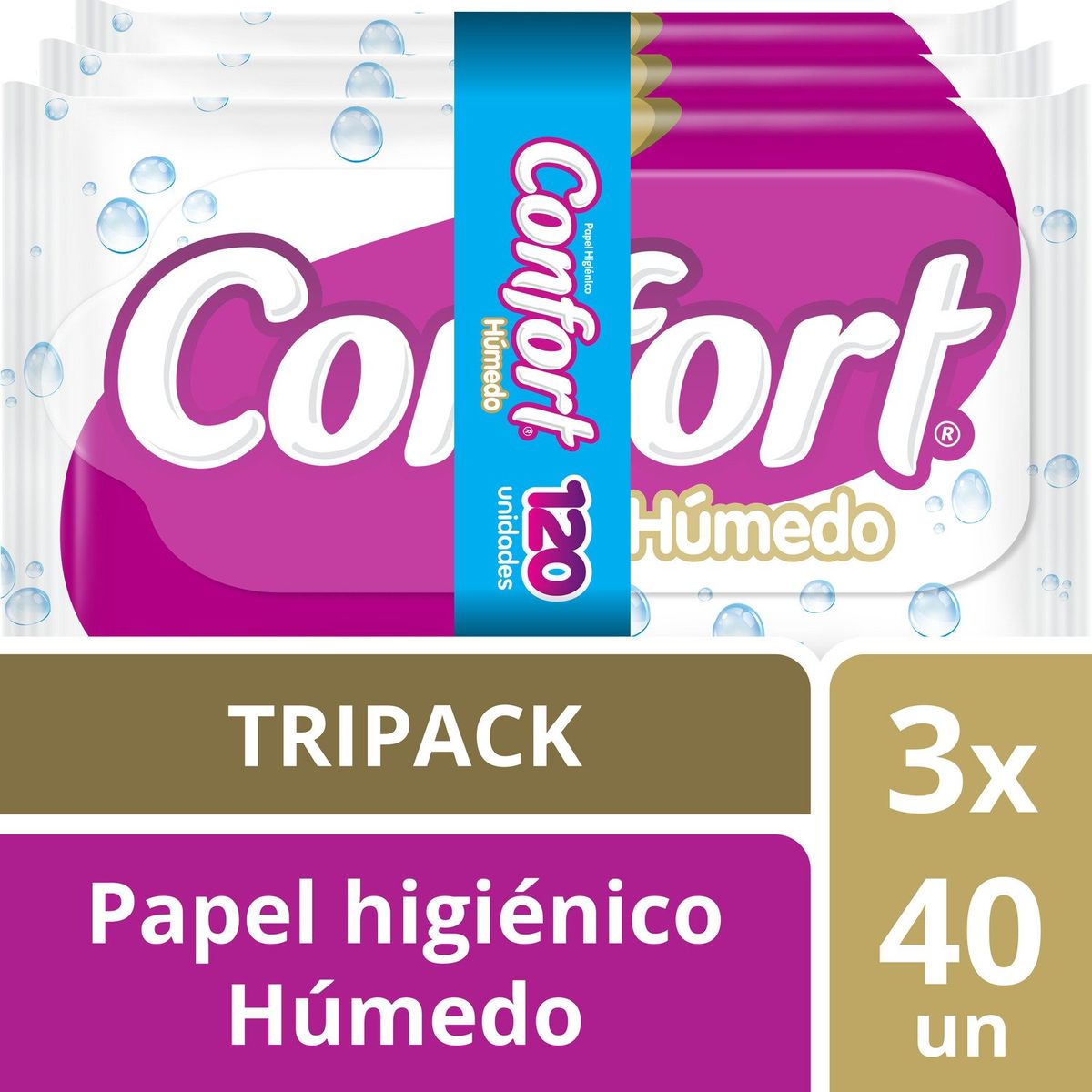 CONFORT - Papel Higiénico Húmedo Confort 3 x 40 UN