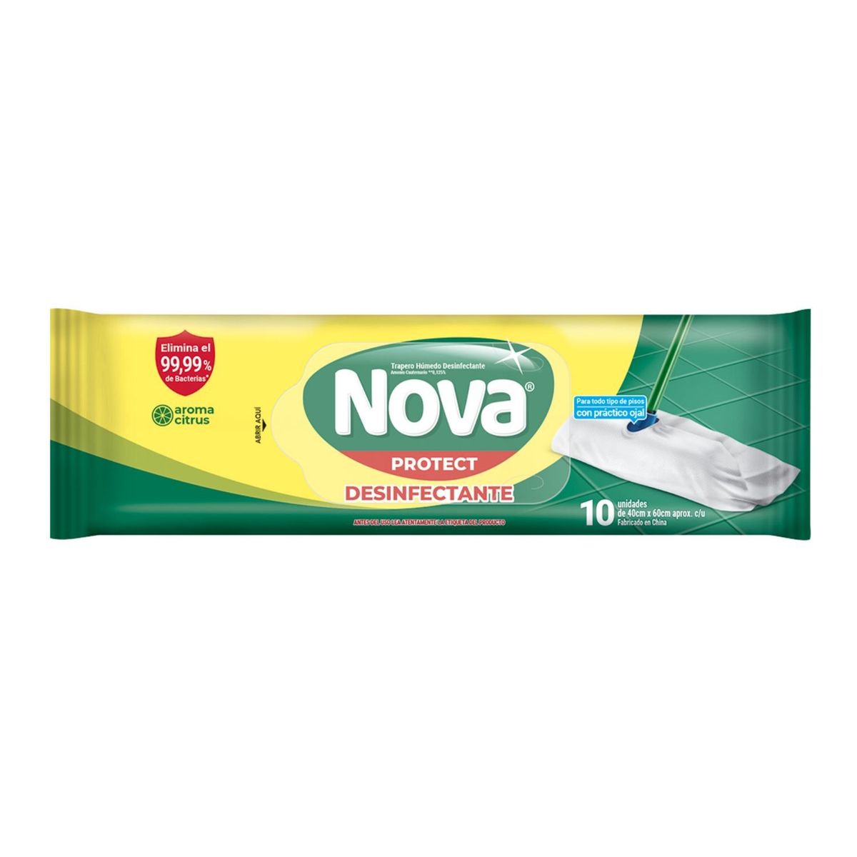 NOVA - Traperos Húmedos Desechables Desinfectantes Nova 10 un