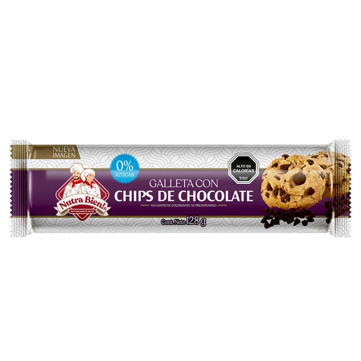 NUTRA BIEN - Galleta Avena y Chocolate Chip Sin Azúcar Nutra Bien 128 g