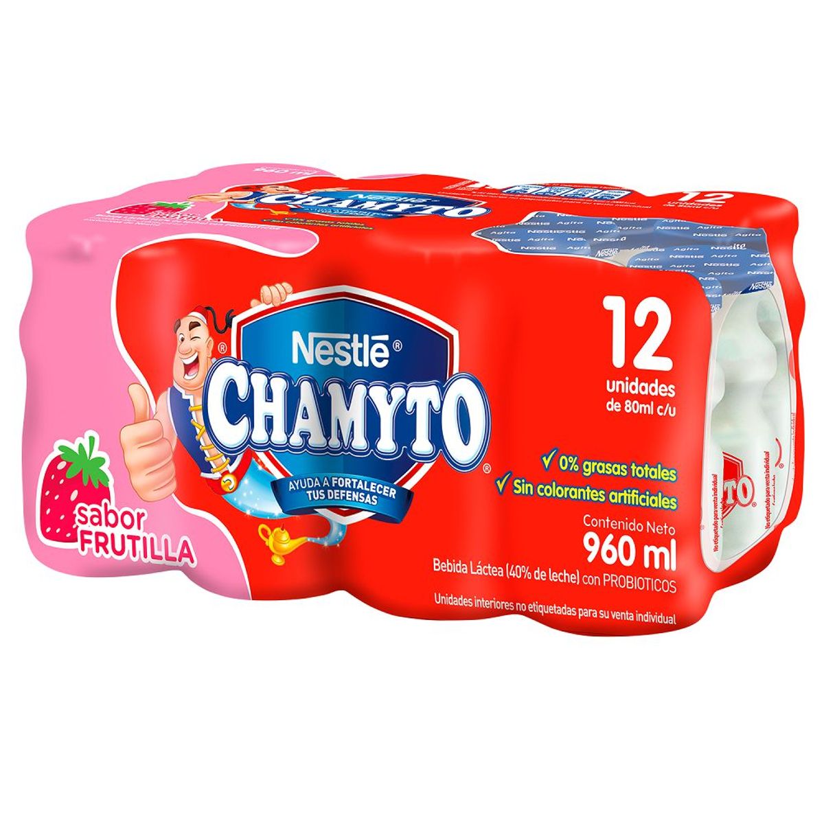 CHAMYTO - Pack Probióticos Chamyto Sabor Frutilla 12 x 80 ml