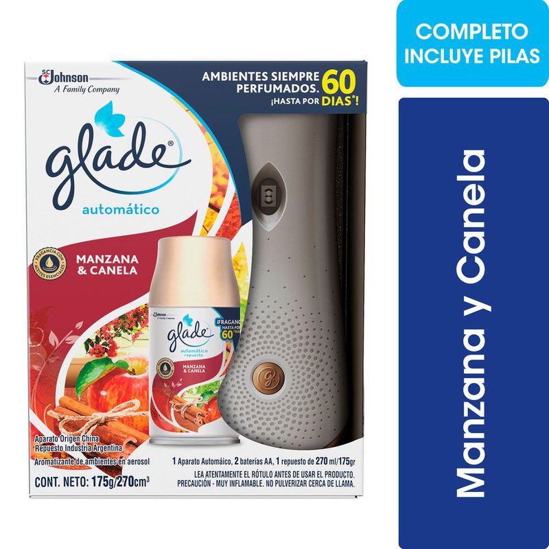 GLADE - Desodorante Ambiental Glade Automático Manzana y Canela  + Repuesto 175 g