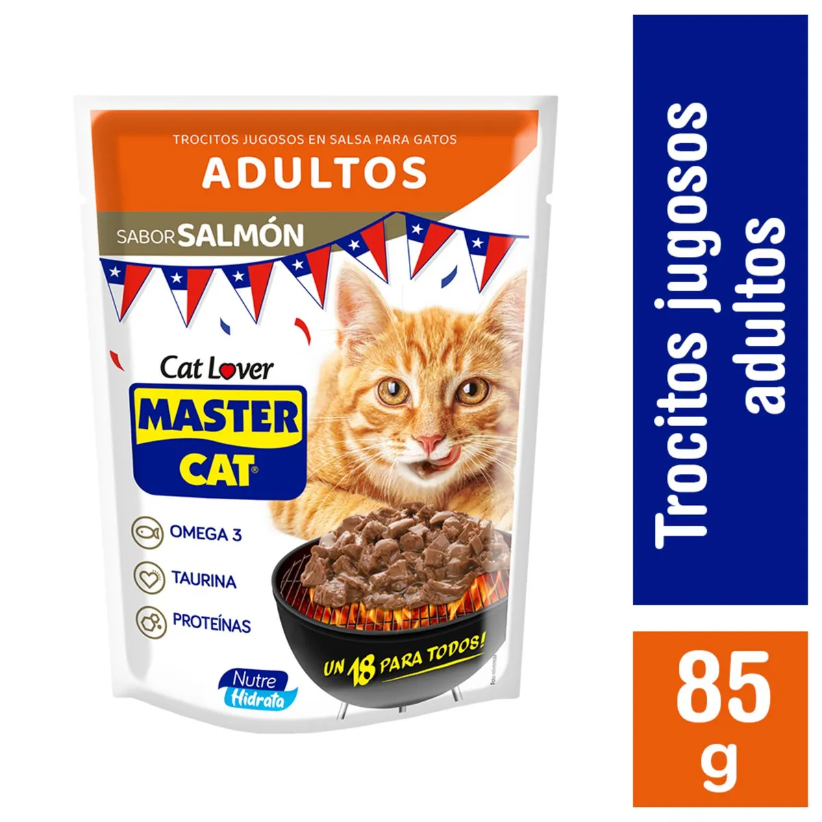 MASTER CAT - Alimento Húmedo para Gato Adulto Sabor Salmón 85 g