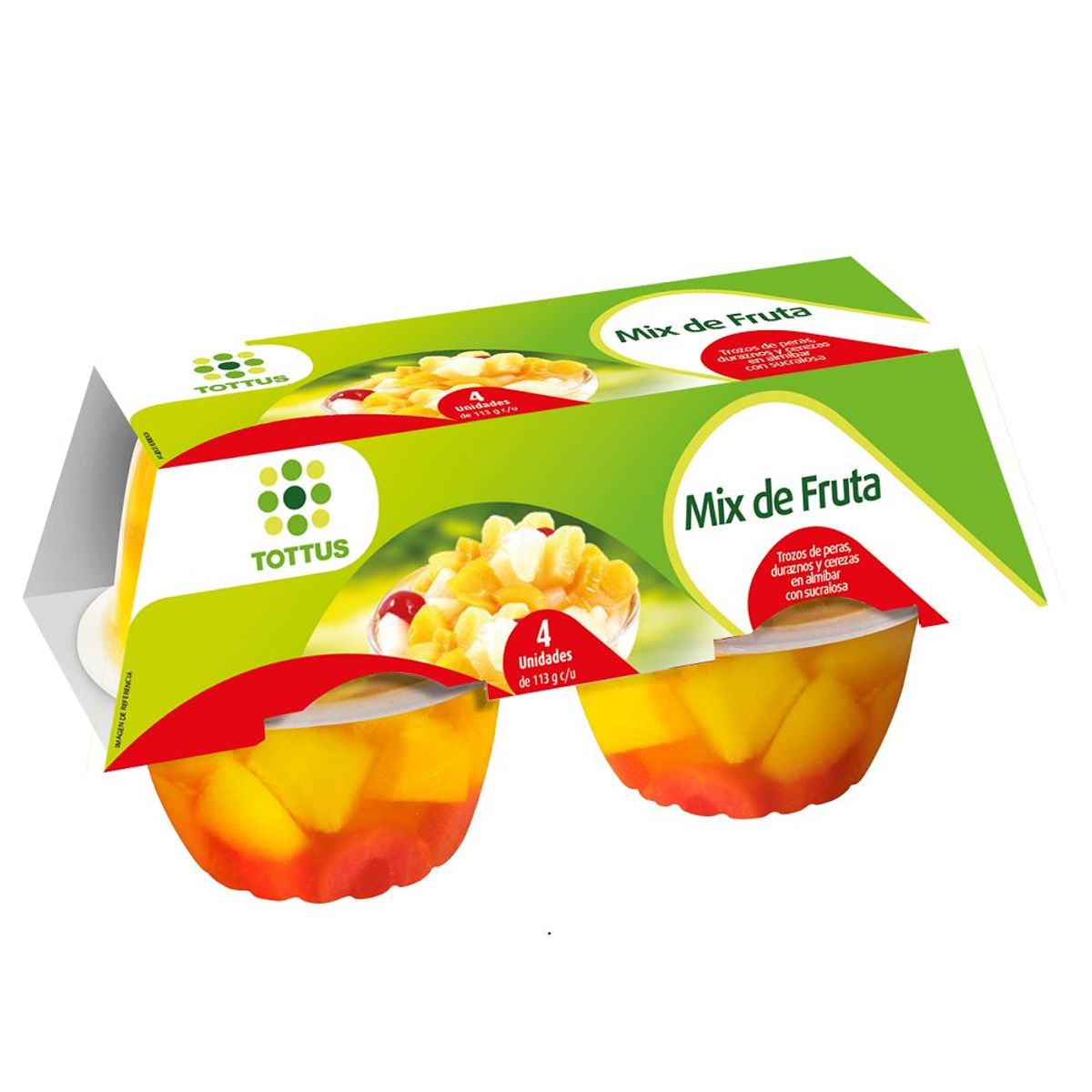 TOTTUS - Pack Cups Durazno Pera Cereza