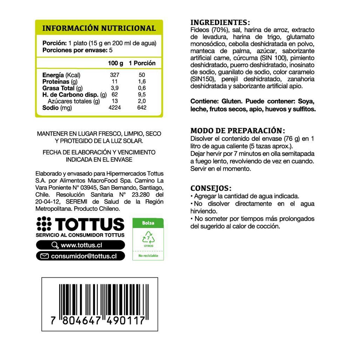 TOTTUS - Sopa Caracolitos