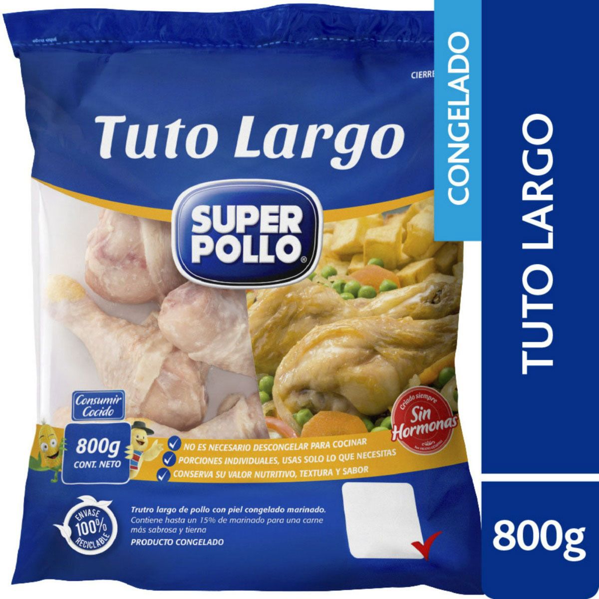 SUPER POLLO - Tuto Largo de Pollo Congelado Super Pollo 800 g